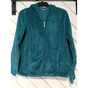 Jason Maxwell Women's Teal Full Zipper Hoodie Jacquard Fleece Medium